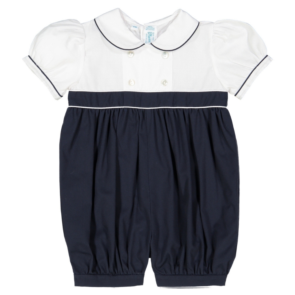 Girl Heirloom Navy Blue Romper Classic Feltman Brothers Sz 12Mths